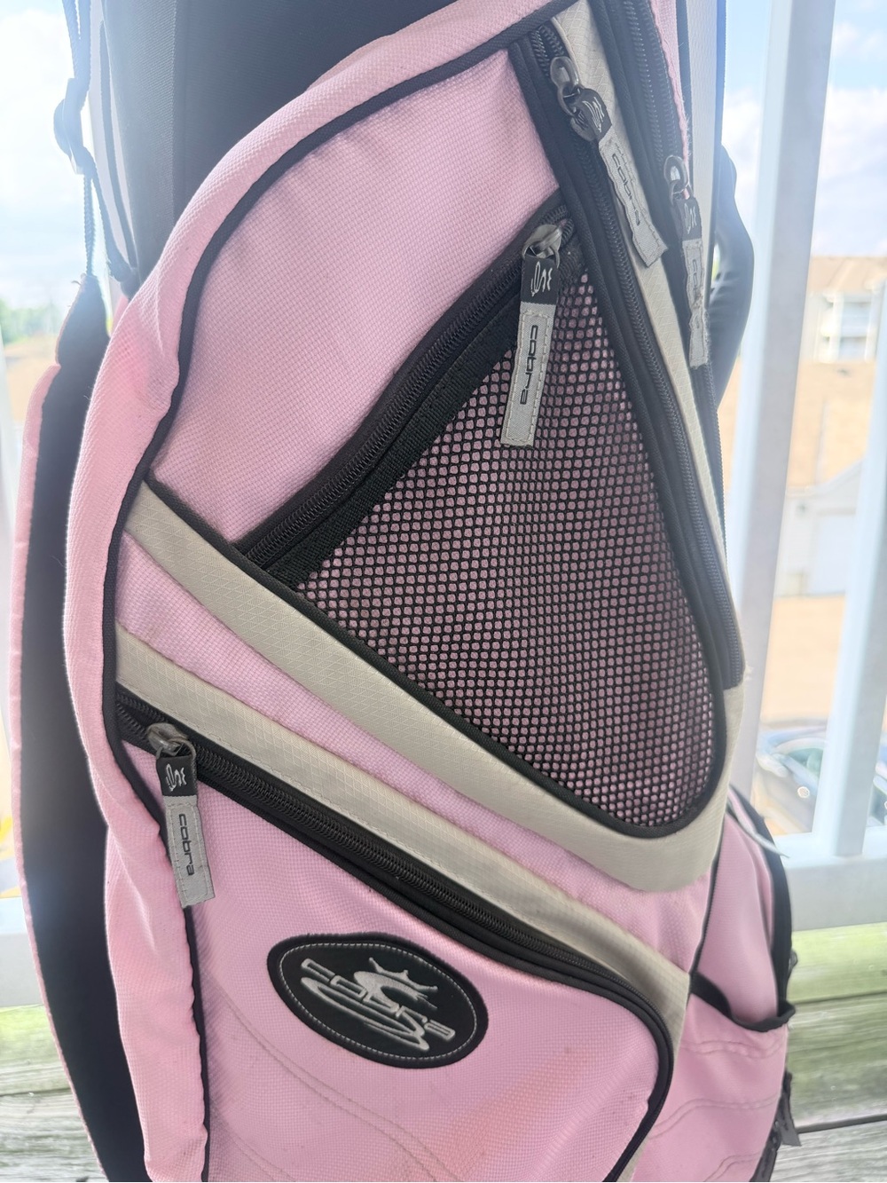 Cobra Golf Pink & Black Cart Bag 5 Way Divider Shoulder Strap With Rain Cover - Picture 4 of 8